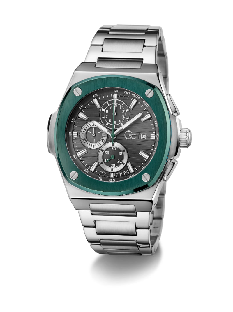 นาฬิกาข้อมือผู้ชาย Gc Coussin Shape Chrono Metal Watch | GUESS