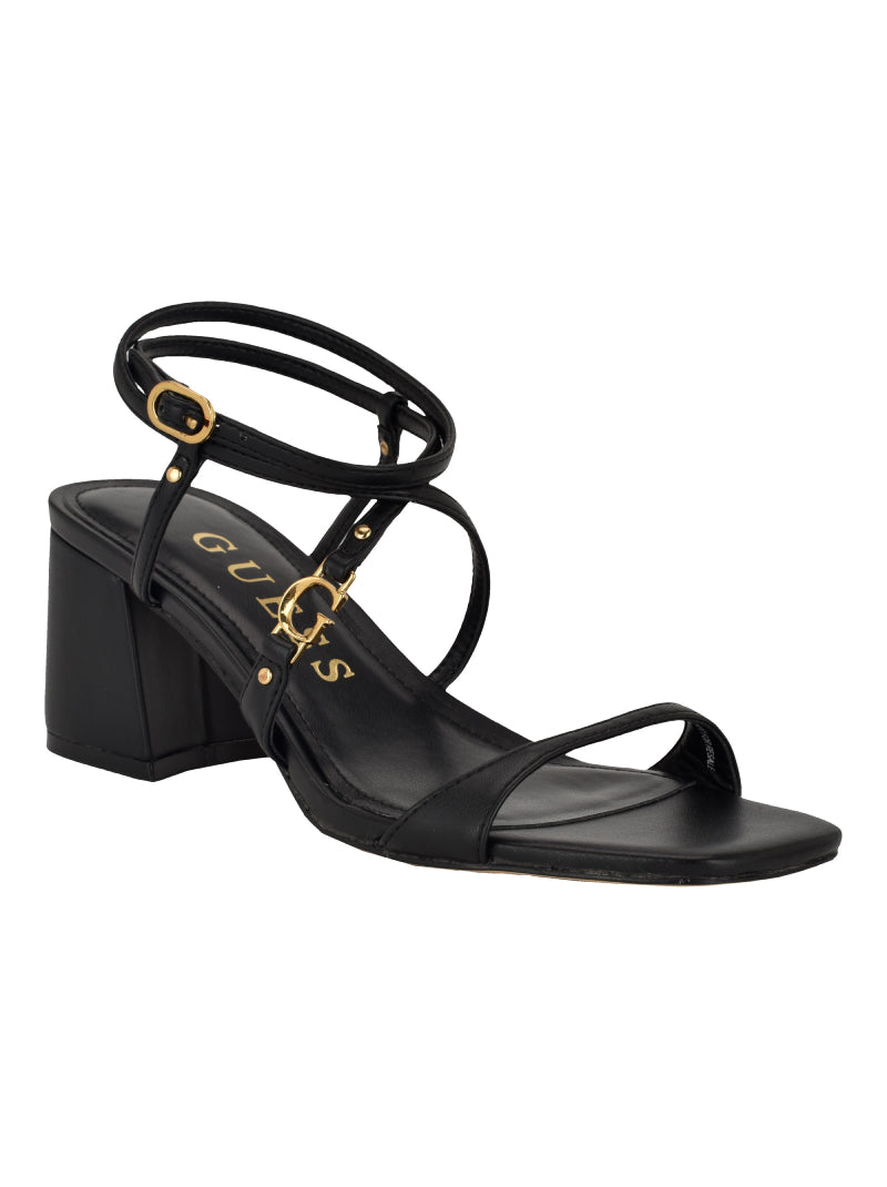 Galeon Metallic Strappy Block Heels – GUESS Thailand