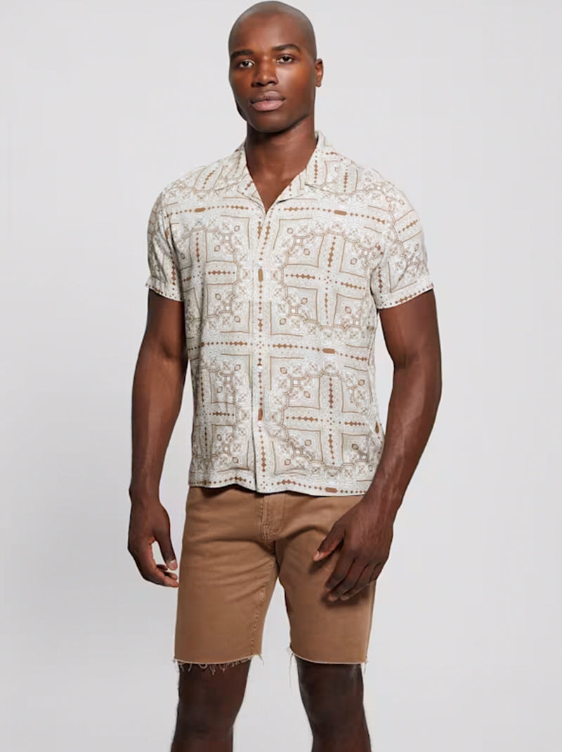 GUESS Men's Eco Rayon Hawaiian Shirt – Tropical Print Button-Down For Vacation Or Casual Wear - View #11