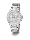 Guess Ladies Silver-Tone Rhinestone Multifunction Watch