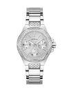 Guess Ladies Silver-Tone Rhinestone Multifunction Watch