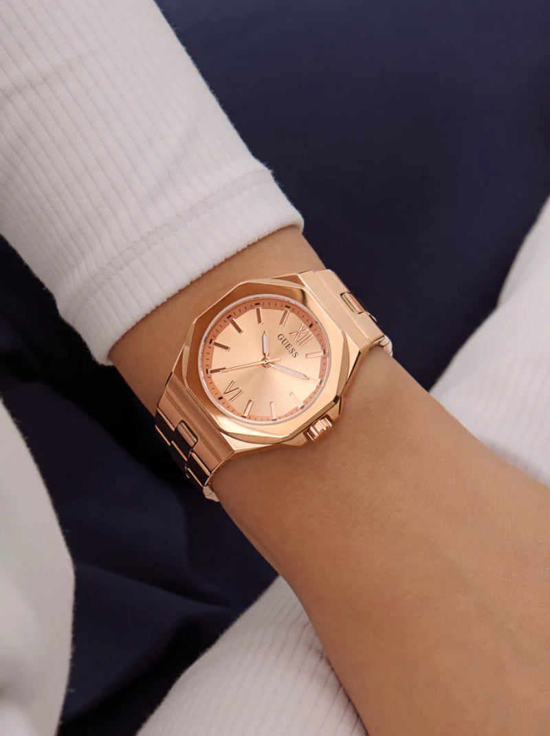 นาฬิกาข้อมือผู้หญิง Guess Ladies Rose Gold-Tone Analog Watch