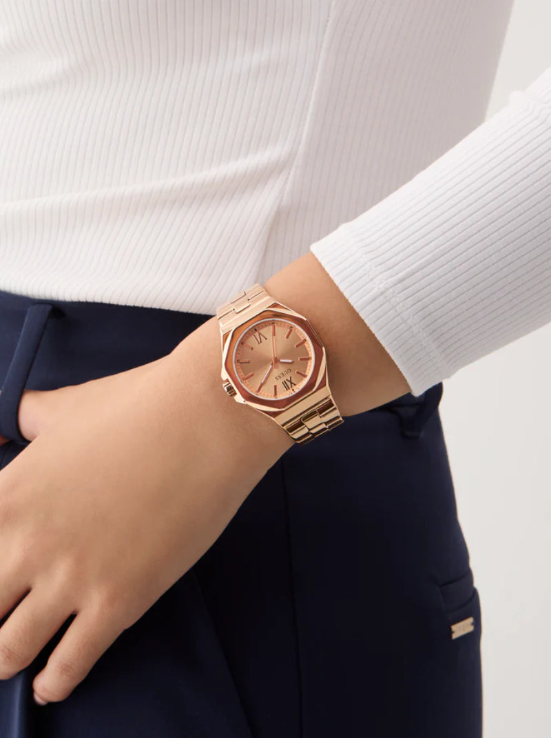 นาฬิกาข้อมือผู้หญิง Guess Ladies Rose Gold-Tone Analog Watch