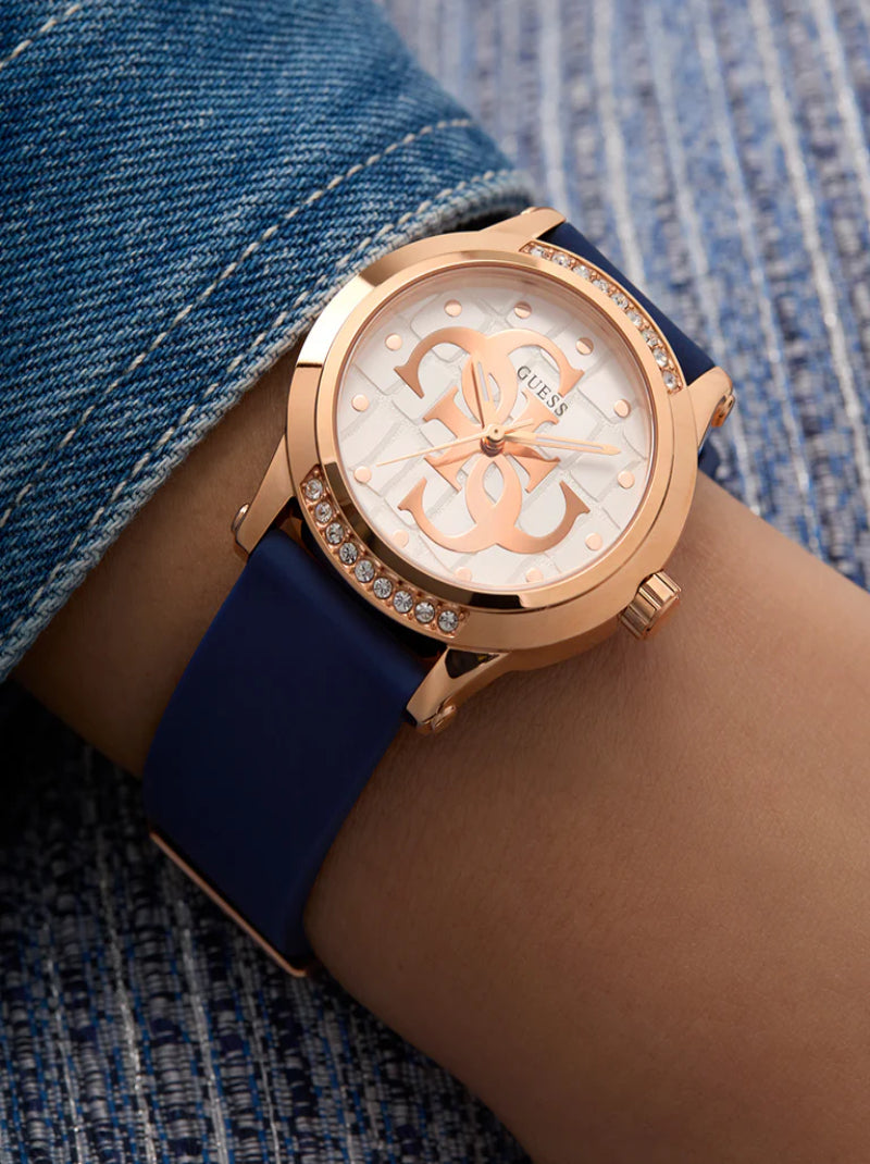 Dial Guess Rose Gold Blue Watch Rose Gold Blue Guess Ladies Watch