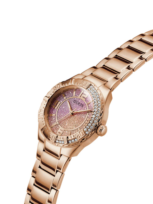 Guess Ladies Watch Sangria Pink Round Dial Quartz Analog