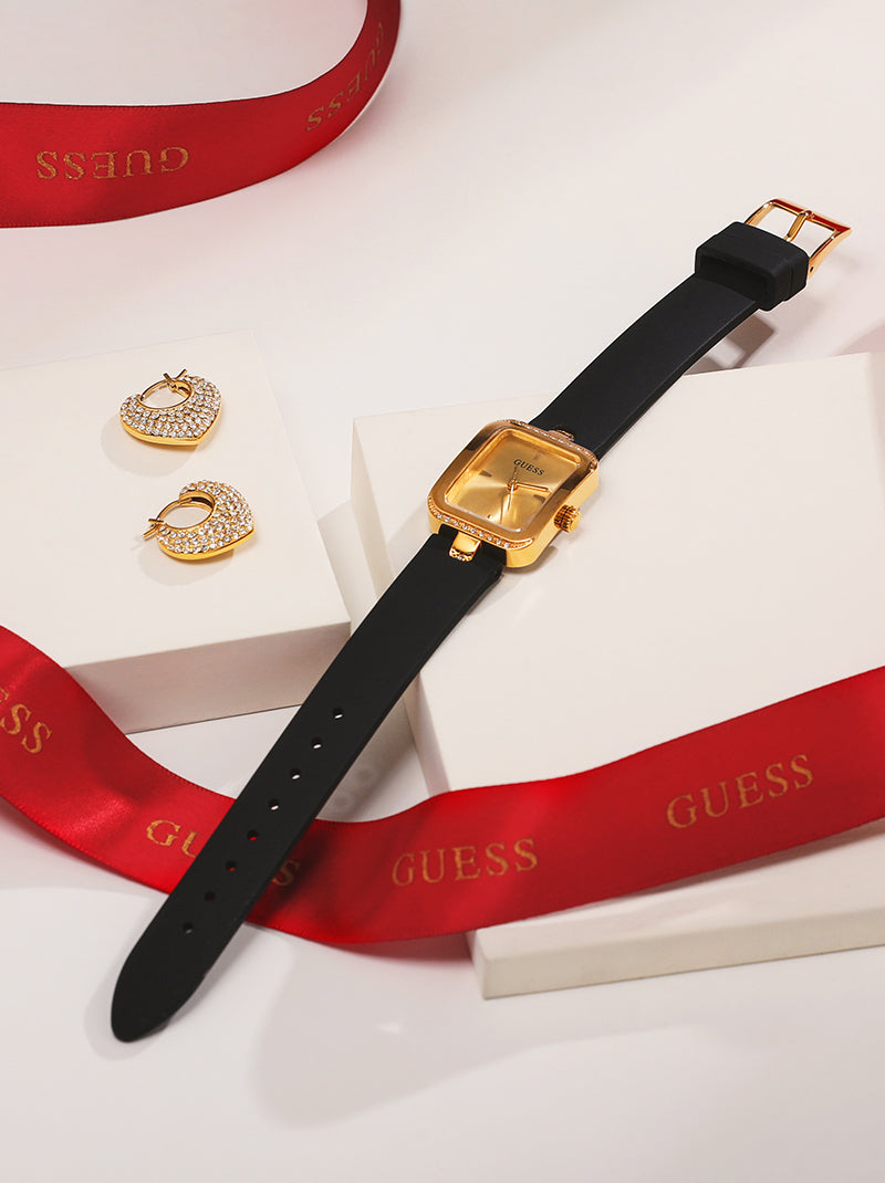 (Dream Set) นาฬิกาข้อมือผู้หญิง Isla Black Gold Tone Analog Watch+ต่างหู