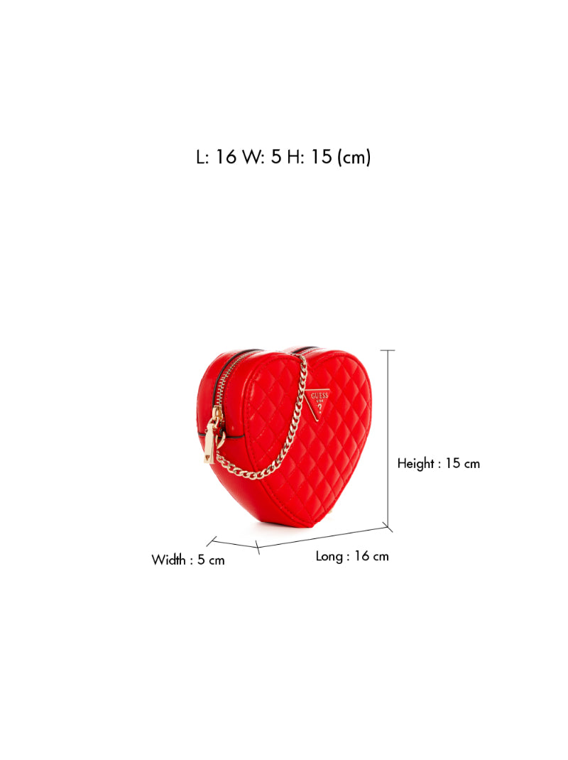 Quilted Heart Crossbody Bag - Red