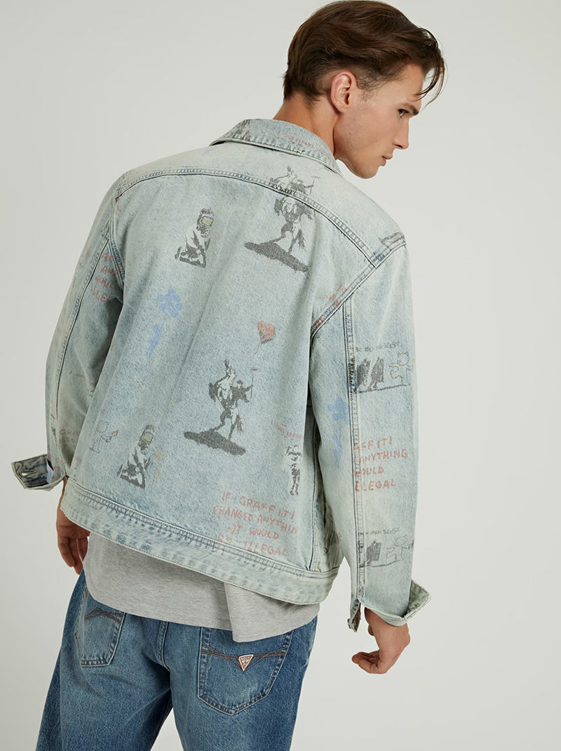 Guess graffiti sale denim jacket