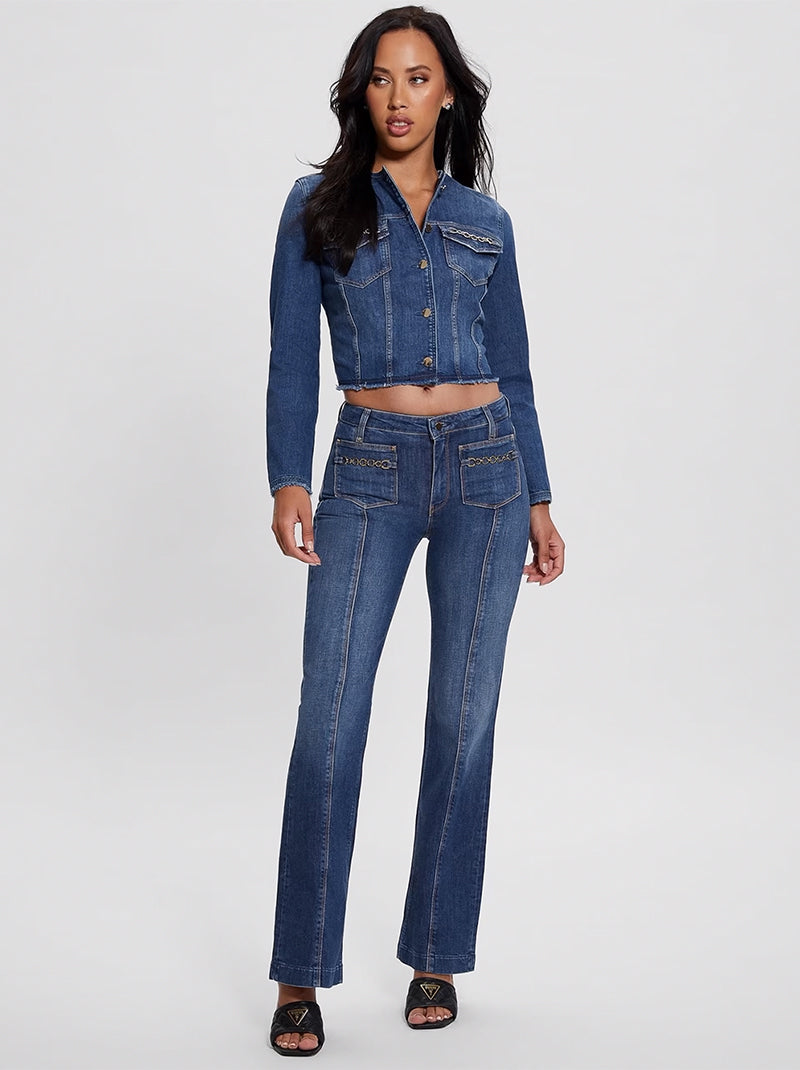 กางเกงยีนส์ขายาว Eco Chain Pocket Sexy Bootcut Jeans