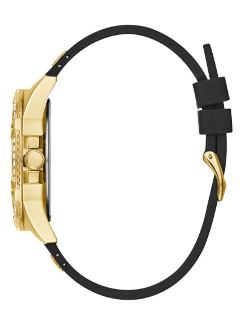 LADY FRONTIER Gold Multi-function Black Silicone Band