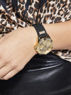 LADY FRONTIER Gold Multi-function Black Silicone Band